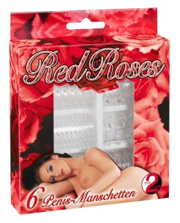 NAKŁADKA STYMULUJĄCA NASADKA NA PENISA STYMULATOR RED ROSES PENIS RING SET 6 PCS