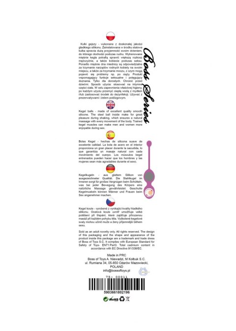 KULKI GEJSZY TRENING MIĘŚNI KEGLA KORALIKI JAJKA SILICONE KEGEL BALLS 36MM 165G PINK - BOSS SERIES KULKI GEJSZY TRENING MIĘŚNI KEGLA KORALIKI JAJKA SILICONE KEGEL BALLS 36MM 165G PINK - BOSS SERIES