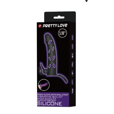 PRZEDŁUŻKA NA PENISA DUŻA GRUBA NAKŁADKA POSZERZA PRETTY LOVE - VIBRATING PENIS SLEEVE WITH BALL STRAP PRZEDŁUŻKA NA PENISA DUŻA GRUBA NAKŁADKA POSZERZA PRETTY LOVE - VIBRATING PENIS SLEEVE WITH BALL STRAP