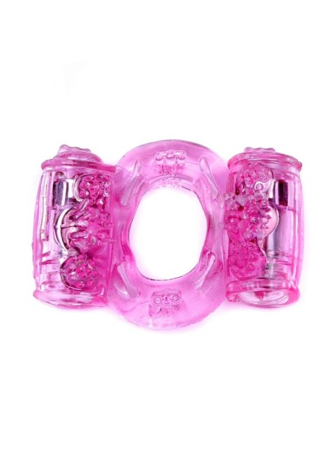 PIERŚCIEŃ EREKCYJNY SEX RING WIBRACJE STYMULATOR Pierścień-Vibrating CockRing Double Pink