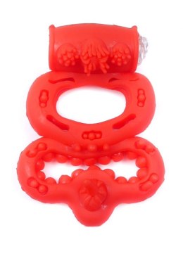 PIERŚCIEŃ EREKCYJNY SEX RING WIBRACJE STYMULATOR Pierścień-Vibrating CockRing Red