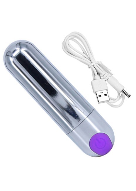 WIBRATOR-STRONG BULLET VIBRATOR SILVER/PURPLE USB 10 FUNCTION WIBRATOR-STRONG BULLET VIBRATOR SILVER/PURPLE USB 10 FUNCTION