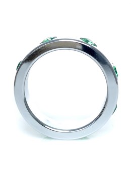 PIERŚCIEŃ-METAL COCK RING WITH GREEN DIAMONDS LARGE