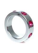 PIERŚCIEŃ-METAL COCK RING WITH PINK DIAMONDS MEDIUM