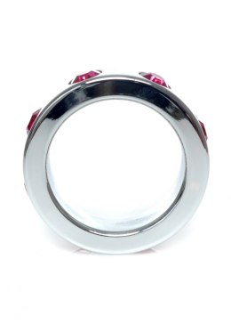 PIERŚCIEŃ-METAL COCK RING WITH PINK DIAMONDS MEDIUM