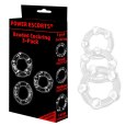 BEADED COCKRING 3 PACK TRANSPARENT IN COLOUR BOX