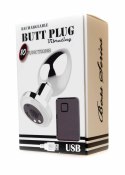 STYMULATOR-RECHARGEABLE BUTT PLUG VIBRATOR USB 10 FUNCTIONS - SILVER