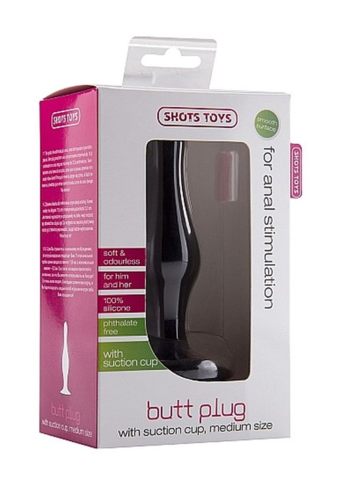 BUTT PLUG WITH SUCTION CUP - MEDIUM - BLACK BUTT PLUG WITH SUCTION CUP - MEDIUM - BLACK