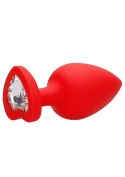 Diamond Heart Butt Plug - Extra Large - Red