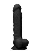 SILICONE DILDO WITH BALLS - 22,8 CM - BLACK