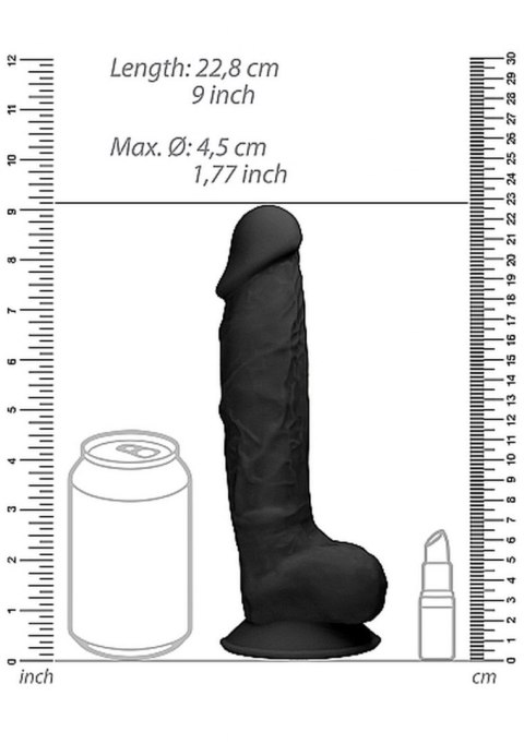 SILICONE DILDO WITH BALLS - 22,8 CM - BLACK SILICONE DILDO WITH BALLS - 22,8 CM - BLACK