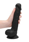 SILICONE DILDO WITH BALLS - 22,8 CM - BLACK