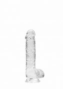 6" / 15 CM REALISTIC DILDO WITH BALLS - TRANSPARENT