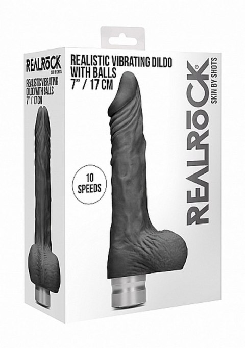 7" / 17 cm Realistic Vibrating Dildo With Balls - Black 7" / 17 cm Realistic Vibrating Dildo With Balls - Black