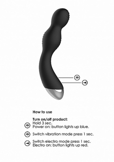 REMOTE CONTROLLED E-STIM & VIBRATING G/P-SPOT VIBRATOR - BLACK REMOTE CONTROLLED E-STIM & VIBRATING G/P-SPOT VIBRATOR - BLACK