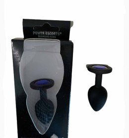 PLUG-DIAMOND KING BUTT PLUG - SILICONE BLACK MEDIUM DARK BLUE