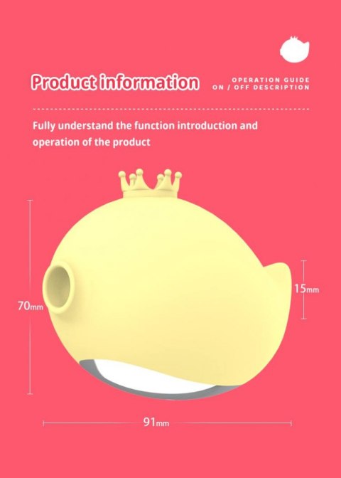 RACHEL Vibrating & Sucking Fish USB 9 functions, Yellow RACHEL Vibrating & Sucking Fish USB 9 functions, Yellow