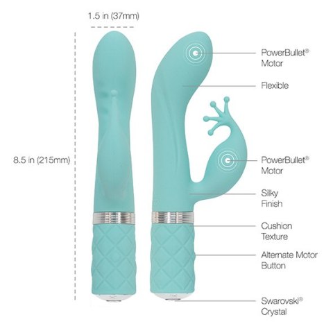 PILLOW TALK - KINKY RABBIT & G-SPOT VIBRATOR TEAL PILLOW TALK - KINKY RABBIT & G-SPOT VIBRATOR TEAL