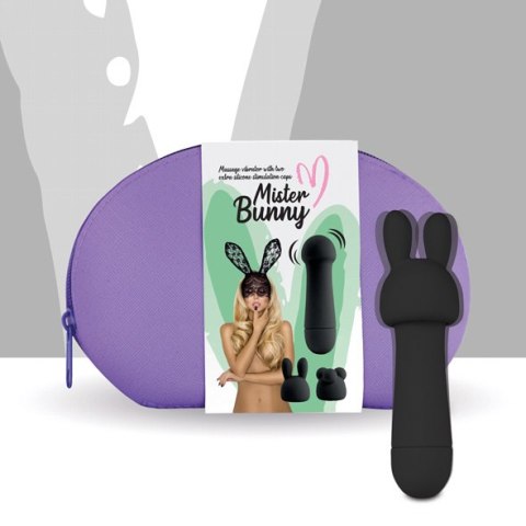 FEELZTOYS - MISTER BUNNY MASSAGE VIBRATOR WITH 2 CAPS BLACK FEELZTOYS - MISTER BUNNY MASSAGE VIBRATOR WITH 2 CAPS BLACK
