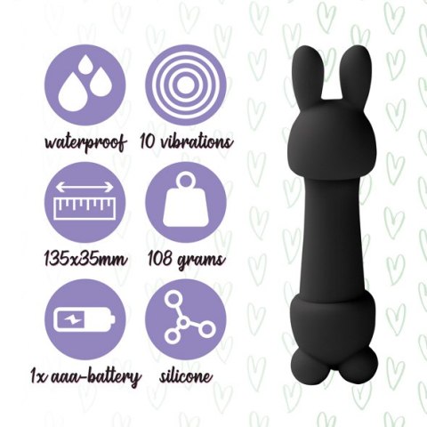 FEELZTOYS - MISTER BUNNY MASSAGE VIBRATOR WITH 2 CAPS BLACK FEELZTOYS - MISTER BUNNY MASSAGE VIBRATOR WITH 2 CAPS BLACK