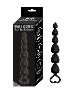 PLUG KORALIKI KULKI ANALNE KOREK ANALNY STYMULUJE PLUG-POWER ESCORTS - ANAL BEADS RUNNER - SILICONE-BLACK