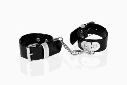KRĘPOWANIE SOLIDNE KAJDANKI ŁAŃCUSZEK MOCNY SEX KAJDANKI-WHIPS LAKIER, KAJDANKI DAMSKIE NA RĘCE, CZARNE, GŁADKIE