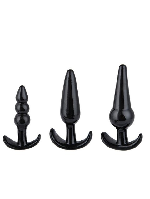 PLUG-TRIPLE ANAL PLUGS STARTER SET- 3-PACK ANAL PLUGS BLACK PLUG-TRIPLE ANAL PLUGS STARTER SET- 3-PACK ANAL PLUGS BLACK