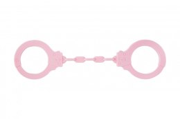 MOCNE SILIKONOWE KAJDANKI Z KLUCZYKIEM SUPER SEX KAJDANKI-SILICONE HANDCUFFS PARTY HARD SUPPRESSION PINK
