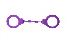 MOCNE SILIKONOWE KAJDANKI Z KLUCZYKIEM SUPER SEX KAJDANKI-SILICONE HANDCUFFS PARTY HARD SUPPRESSION PURPLE