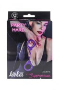 MOCNE SILIKONOWE KAJDANKI Z KLUCZYKIEM SUPER SEX KAJDANKI-SILICONE HANDCUFFS PARTY HARD SUPPRESSION PURPLE