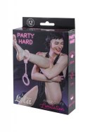 MOCNE SILIKONOWE KAJDANKI Z KLUCZYKIEM SUPER SEX KAJDANKI-SILICONE LEGGINGS PARTY HARD LIMITATION PINK