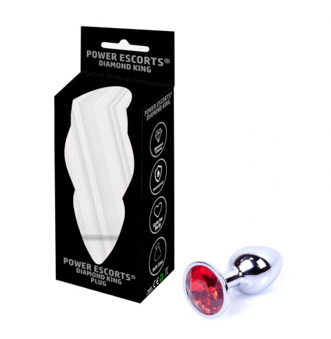 PLUG-DIAMOND KING BUTT PLUG - METAL LARGE RED