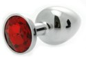 PLUG-DIAMOND KING BUTT PLUG - METAL SMALL RED