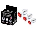 Power Escorts - BR138 - Diamond King Starter 3-Pack - S, M, L - Silver/Red Stone