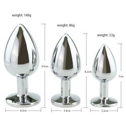 Power Escorts - BR138 - Diamond King Starter 3-Pack - S, M, L - Silver/Red Stone