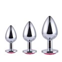 Power Escorts - BR138 - Diamond King Starter 3-Pack - S, M, L - Silver/Red Stone