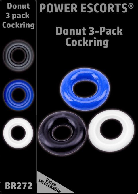 Ring-Donut Cockring 3 Pack-3 colors blue/clear/black Ring-Donut Cockring 3 Pack-3 colors blue/clear/black