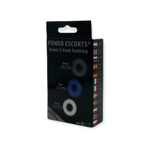 Ring-Donut Cockring 3 Pack-3 colors blue/clear/black Ring-Donut Cockring 3 Pack-3 colors blue/clear/black