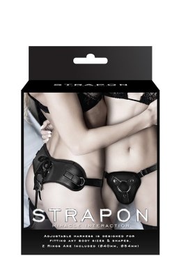 PROTEZA-STRAPON BLACK PU HARNESS WITH TWO RINGS