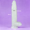 DILDO SZTUCZNY PENIS PRZYSSAWKA ŚWIECI NOCĄ 26 CM