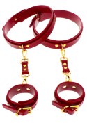 SOLIDNE KAJDANKI KRĘPOWANIE MOCNY SEX BDSM GADŻET WRIST TO THIGH CUFF SET