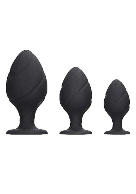 SWIRLED BUTT PLUG SET - BLACK SWIRLED BUTT PLUG SET - BLACK