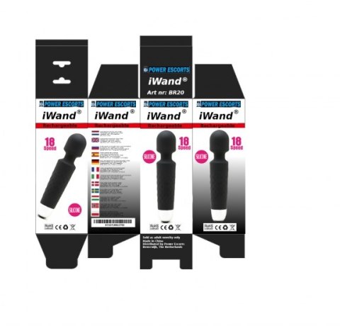IWAND BLACK RECHARGEABLE SILICONE BODYWAND MASSAGER IWAND BLACK RECHARGEABLE SILICONE BODYWAND MASSAGER