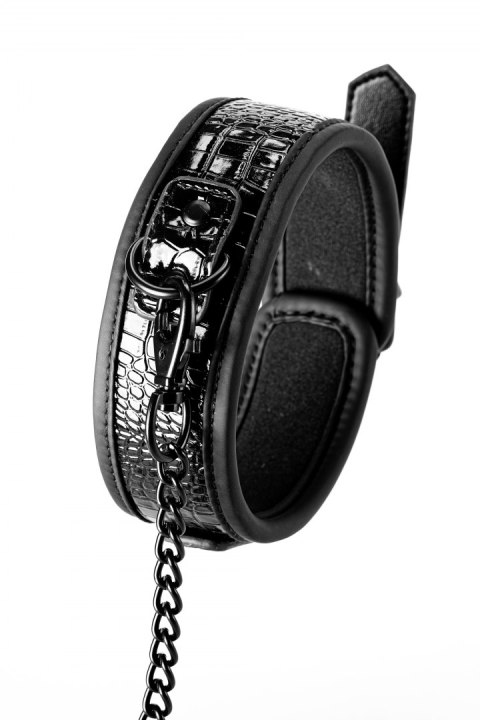 BLAZE COLLAR AND LEASH CROCO BLACK BLAZE COLLAR AND LEASH CROCO BLACK
