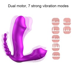 STYMULATOR-SILICONE PANTY VIBRATOR USB, 7 VIBRATIONS, HEATING, 7 FREQUENCY OF SUCKING, PURPLE