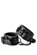 SKÓRZANE SOLIDNE KAJDANKI ŁAŃCUSZEK MOCNY SEX BLAZE ANKLE CUFF CROCO BLACK
