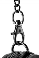 SKÓRZANE SOLIDNE KAJDANKI ŁAŃCUSZEK MOCNY SEX BLAZE ANKLE CUFF CROCO BLACK
