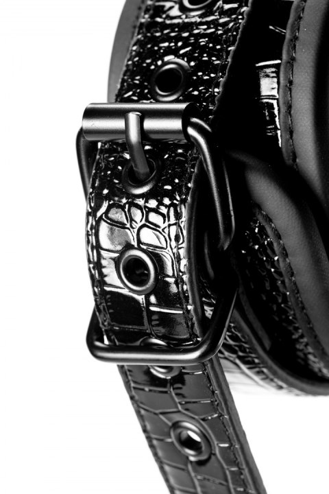 SKÓRZANE SOLIDNE KAJDANKI ŁAŃCUSZEK MOCNY SEX BLAZE ANKLE CUFF CROCO BLACK SKÓRZANE SOLIDNE KAJDANKI ŁAŃCUSZEK MOCNY SEX BLAZE ANKLE CUFF CROCO BLACK