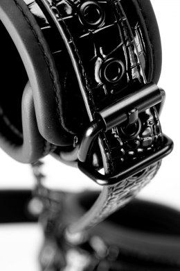 KRĘPOWANIE SOLIDNE KAJDANKI ŁAŃCUSZEK MOCNY SEX BLAZE HANDCUFF CROCO BLACK