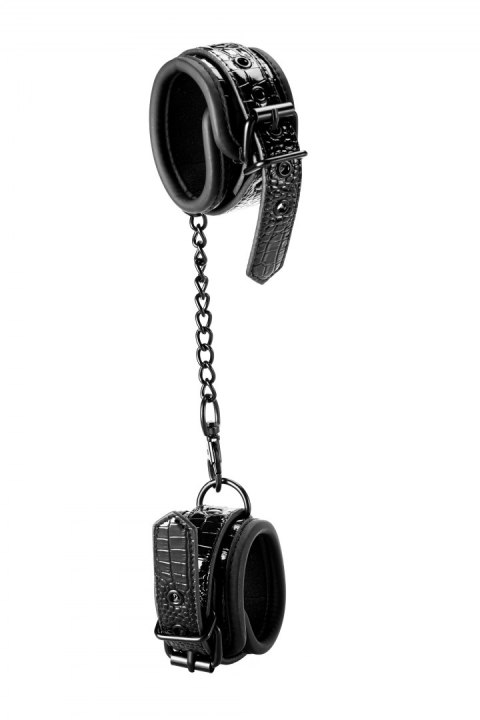 KRĘPOWANIE SOLIDNE KAJDANKI ŁAŃCUSZEK MOCNY SEX BLAZE HANDCUFF CROCO BLACK KRĘPOWANIE SOLIDNE KAJDANKI ŁAŃCUSZEK MOCNY SEX BLAZE HANDCUFF CROCO BLACK